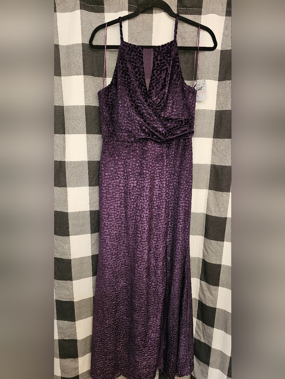 Night Way Collections Deep Plum Textured Cowl Maxi Dress
